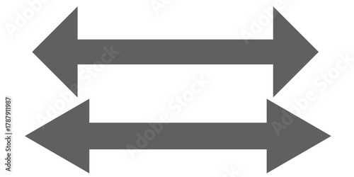 Dual sided long arrow set. Horizontal long straight arrows collection. Double side long arrow symbol. Two sided long arrow