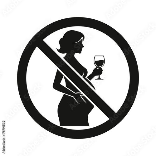 No Alcohol During Pregnancy Illustration Safe Motherhood Icon Abstinence Symbol Healthy Baby Concept Prevention