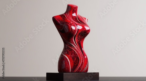 Stunning crimson resin female statue exquisite femininity