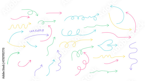 hand drawn vector illustration set of arrows and icons for design and decoration