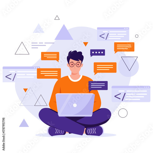 Developer Coding Laptop Freelancer Creative Web Developer Software Development Programming Project Man Designer Tech
