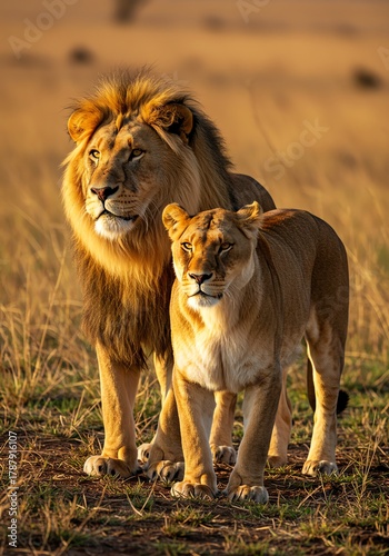 Wallpaper Mural African Lion Couple Pride Safari Nature Wildlife Big Cats Togetherness Torontodigital.ca