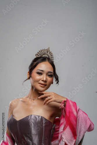 Asian model in glamour fashion look