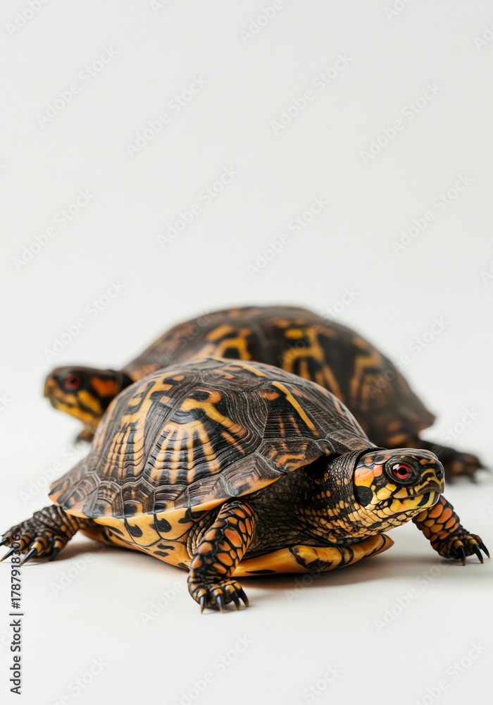 Obraz premium Pair of Eastern Box Turtles in Studio Setting Wildlife Nature Reptile