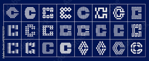 Luxury abstract company C letter logo branding set