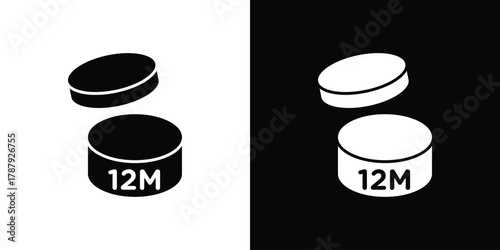 12M icon in solid silhouette set. Vector Illustration.