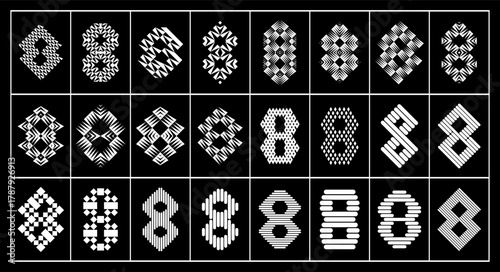 Set of luxury abstract shape number 8 logo design