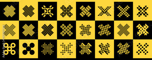 Geometric abstract shape letter X logo brand set