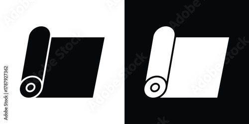 Aluminum foil icon in solid silhouette set. Vector Illustration.