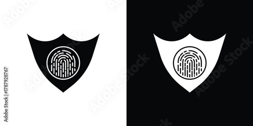 Biometric security icon in solid silhouette set. Vector Illustration.