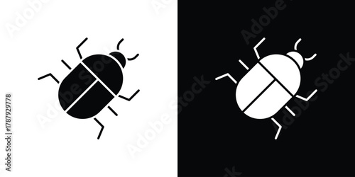 Bug icon in solid silhouette set. Vector Illustration.