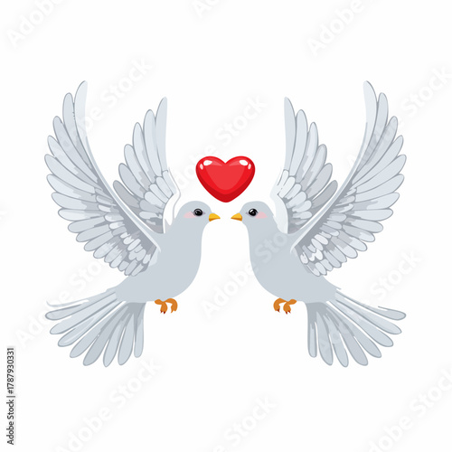 Two Doves of Love: Two graceful doves, with outspread wings, symbolise everlasting love, tender affection, with a heart hovering between them.