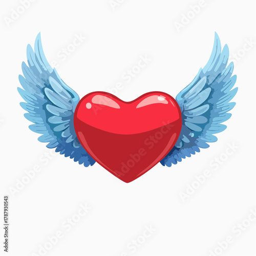 Love Soars: A vibrant red heart adorned with delicate wings takes flight, symbolizing the soaring essence of love and freedom.