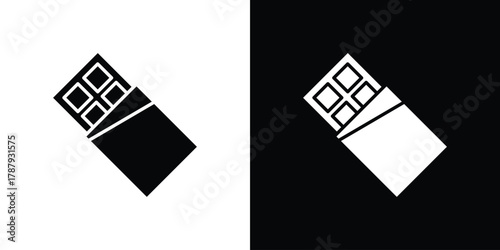 Chocolate icon in solid silhouette set. Vector Illustration.