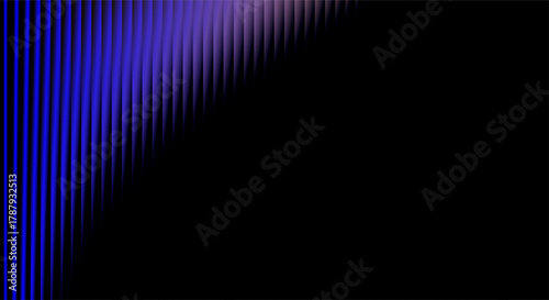 Abstract vertical lines of blue light fading into black background