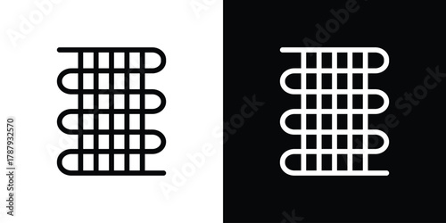 Condenser coil icon in solid silhouette set. Vector Illustration.