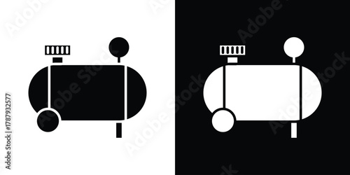 Compressor icon in solid silhouette set. Vector Illustration.