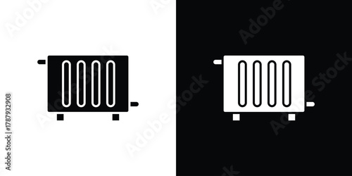 Conditioner heater icon in solid silhouette set. Vector Illustration.