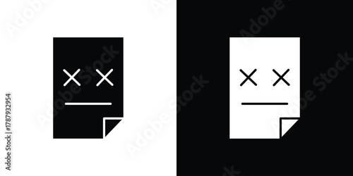 Corrupted file icon in solid silhouette set. Vector Illustration.