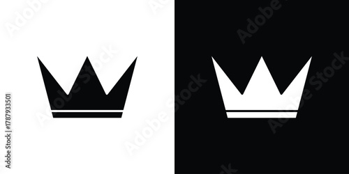 Crown icon in solid silhouette set. Vector Illustration.