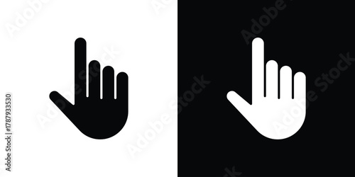 Cursor hand icon in solid silhouette set. Vector Illustration.