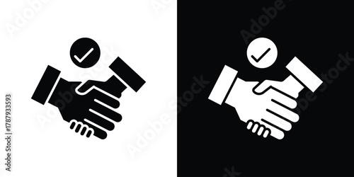 Deal icon in solid silhouette set. Vector Illustration.