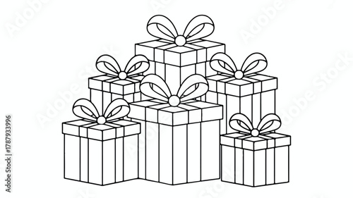 A collection of gift boxes stacked together, each tied with a bow, evokes feelings of joy, anticipation, and celebration. Perfect for expressing love and appreciation.