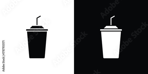 Drink icon in solid silhouette set. Vector Illustration.