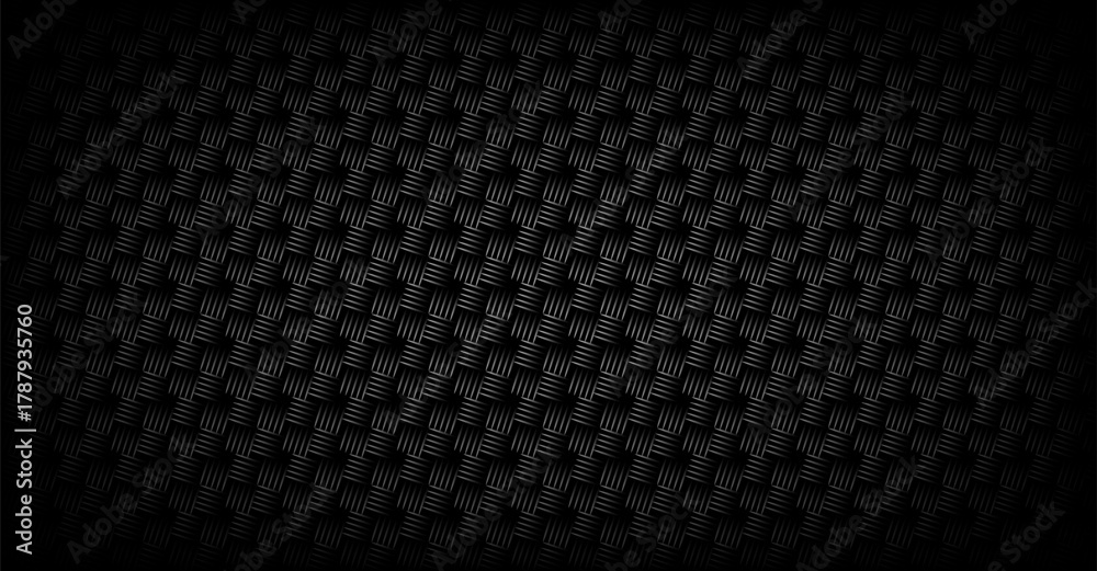 Naklejka premium Dark carbon fiber texture with diagonal pattern and metallic sheen. Modern industrial background for automotive design, tech surfaces, and performance style graphics