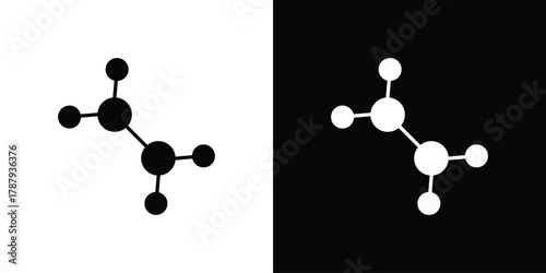 Ethylene molecule icon in solid silhouette set. Vector Illustration.