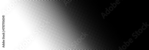Halftone gradient. Dotted gradient, smooth dots spraying and halftones dot background seamless horizontal geometric pattern vector template set