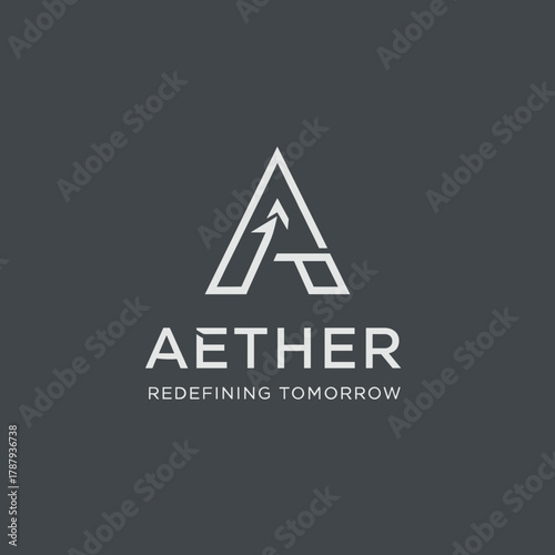 Aether logo featuring a stylized letter A with an arrow symbolizing progress and innovation.