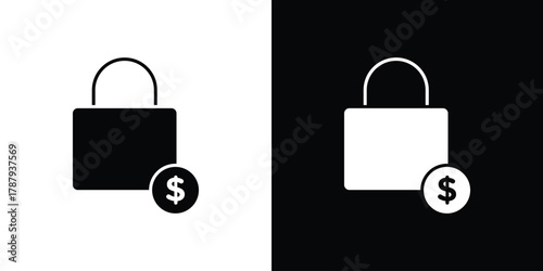 Fixed price icon in solid silhouette set. Vector Illustration.