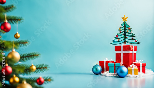 christmas scene with green ...