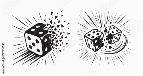 Exploding dice vector illustration design for gambling concept