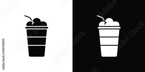 Frappe icon in solid silhouette set. Vector Illustration.