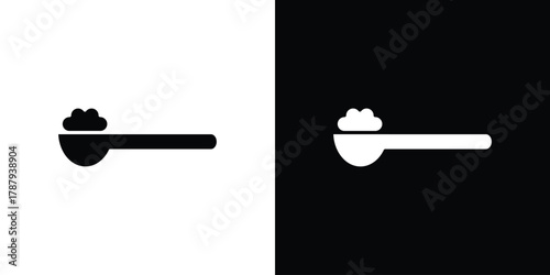full spoon icon in solid silhouette set. Vector Illustration.