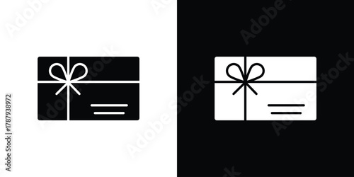 Gift card icon in solid silhouette set. Vector Illustration.