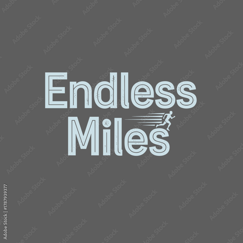 Fototapeta premium Endless Miles Logo Design with Running Silhouette for Endurance Sports.