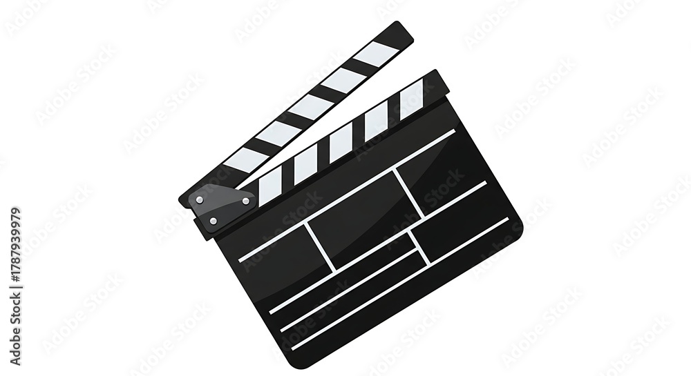 Fototapeta premium Black and white clapperboard used in film production on white background.