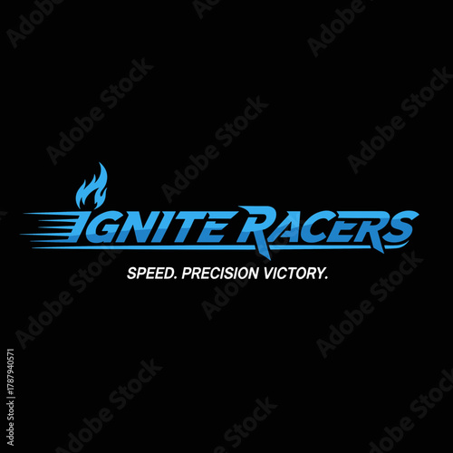 Ignite Racers Logo Speed Precision Victory in Blue Flame Design.