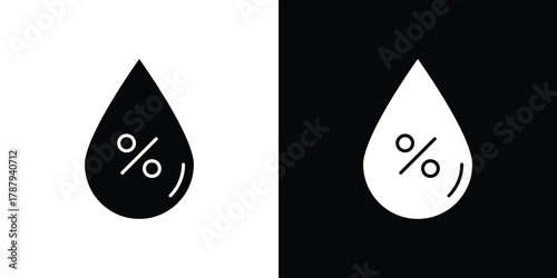 Humidity icon in solid silhouette set. Vector Illustration.