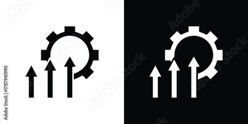 Improvement icon in solid silhouette set. Vector Illustration.