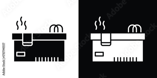 Jacuzzi icon in solid silhouette set. Vector Illustration.