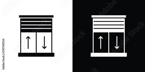 Jalousie icon in solid silhouette set. Vector Illustration.