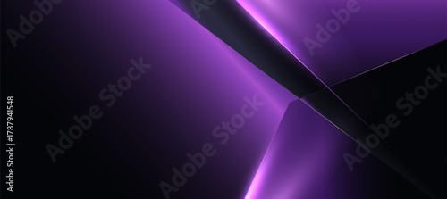 Abstract Purple Luxury And Geometric Background with Glowing Lines