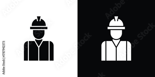 Labour icon in solid silhouette set. Vector Illustration.