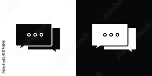 Live chat icon in solid silhouette set. Vector Illustration.