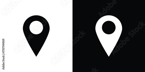 Map marker icon in solid silhouette set. Vector Illustration.