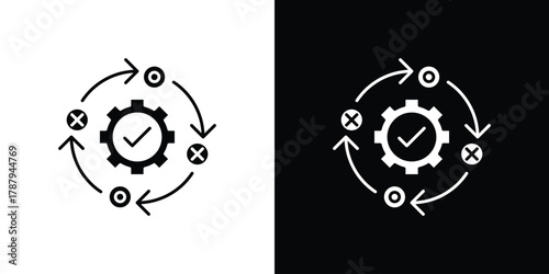 Methodology icon in solid silhouette set. Vector Illustration.